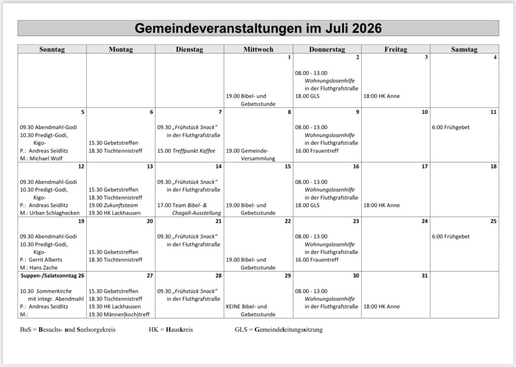 Termine Juli 2026